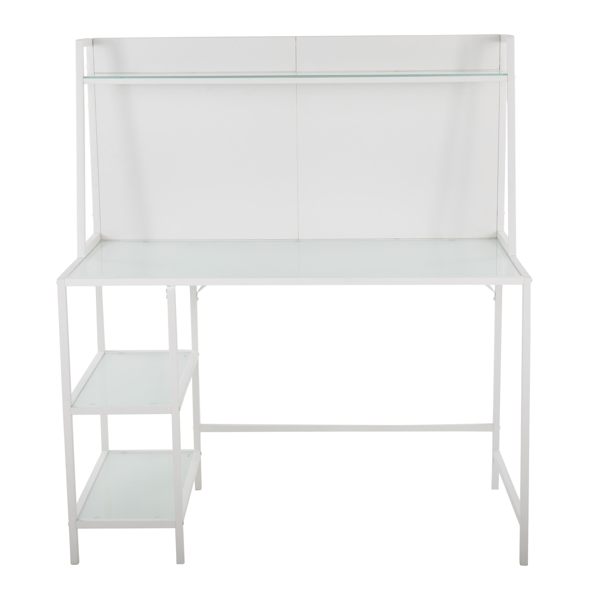 Geo White Contemporary Tiered Metal and Glass Desk 5 Geo White Contemporary Tiered Metal and Glass Desk - Image 5