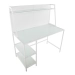 Geo White Contemporary Tiered Metal and Glass Desk 14 Geo White Contemporary Tiered Metal and Glass Desk
