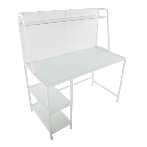 Geo White Contemporary Tiered Metal and Glass Desk 5