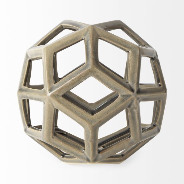 Geom 7.1L x 7.1W x 7.1H Tan Ceramic Geometric Object 2