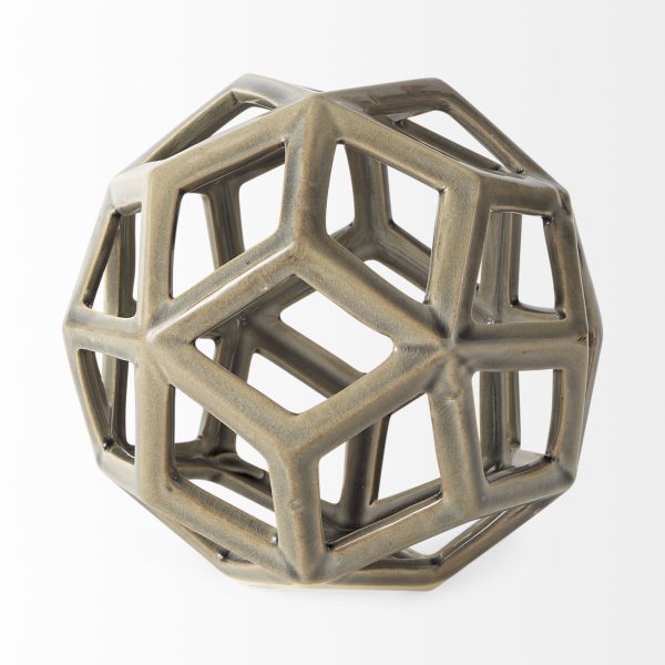 Geom 7.1L x 7.1W x 7.1H Tan Ceramic Geometric Object 3