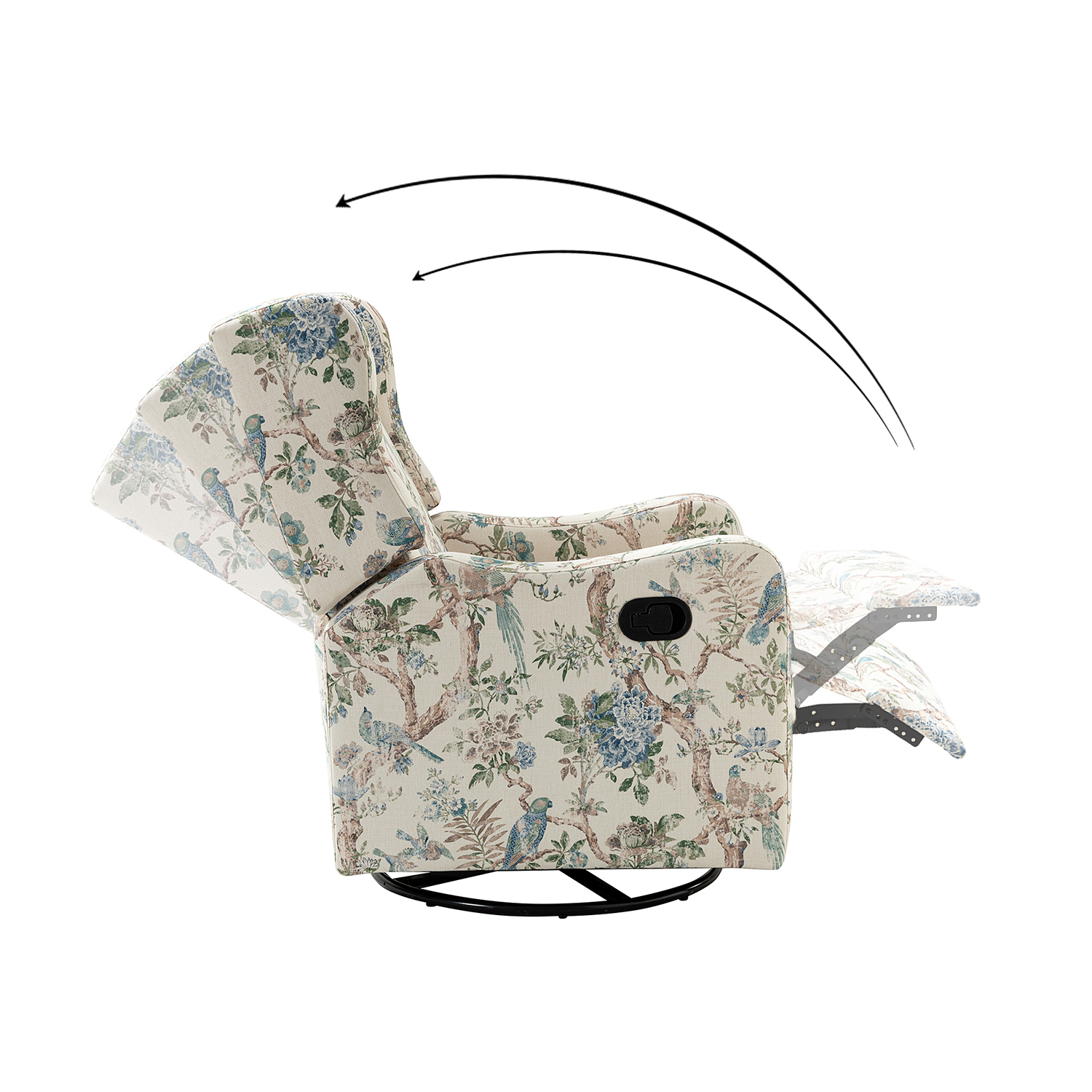 George Floral Wingback Swivel Glider Recliner 3 George Floral Wingback Swivel Glider Recliner - Image 3