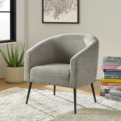 George Grey Chenille Modern Barrel Chair