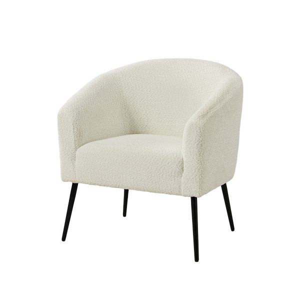 George Ivory Chenille Modern Barrel Accent Chair 1