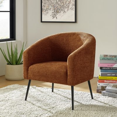 George Rust Chenille Modern Barrel Accent Chair