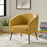 George Yellow Chenille Modern Barrel Accent Chair 6 George Yellow Chenille Modern Barrel Accent Chair