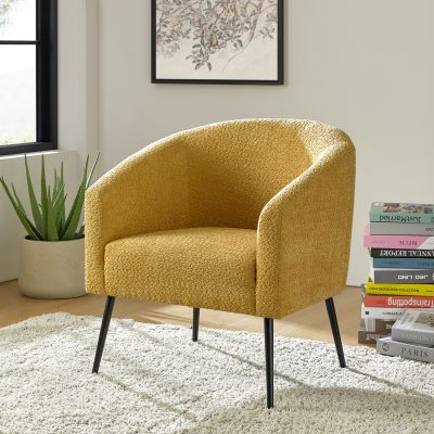 George Yellow Chenille Modern Barrel Accent Chair