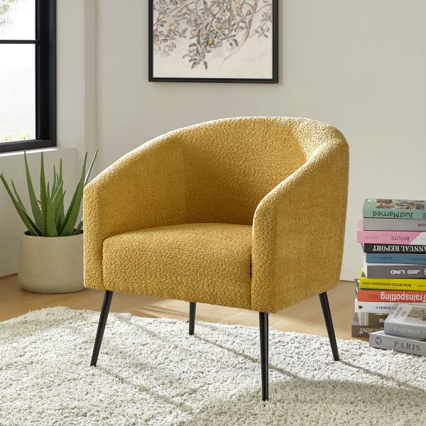 George Yellow Chenille Modern Barrel Accent Chair