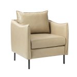 Georges Beige Vegan Leather Modern Armchair