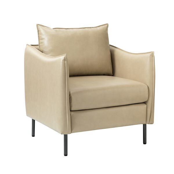 Georges Beige Vegan Leather Modern Armchair 1