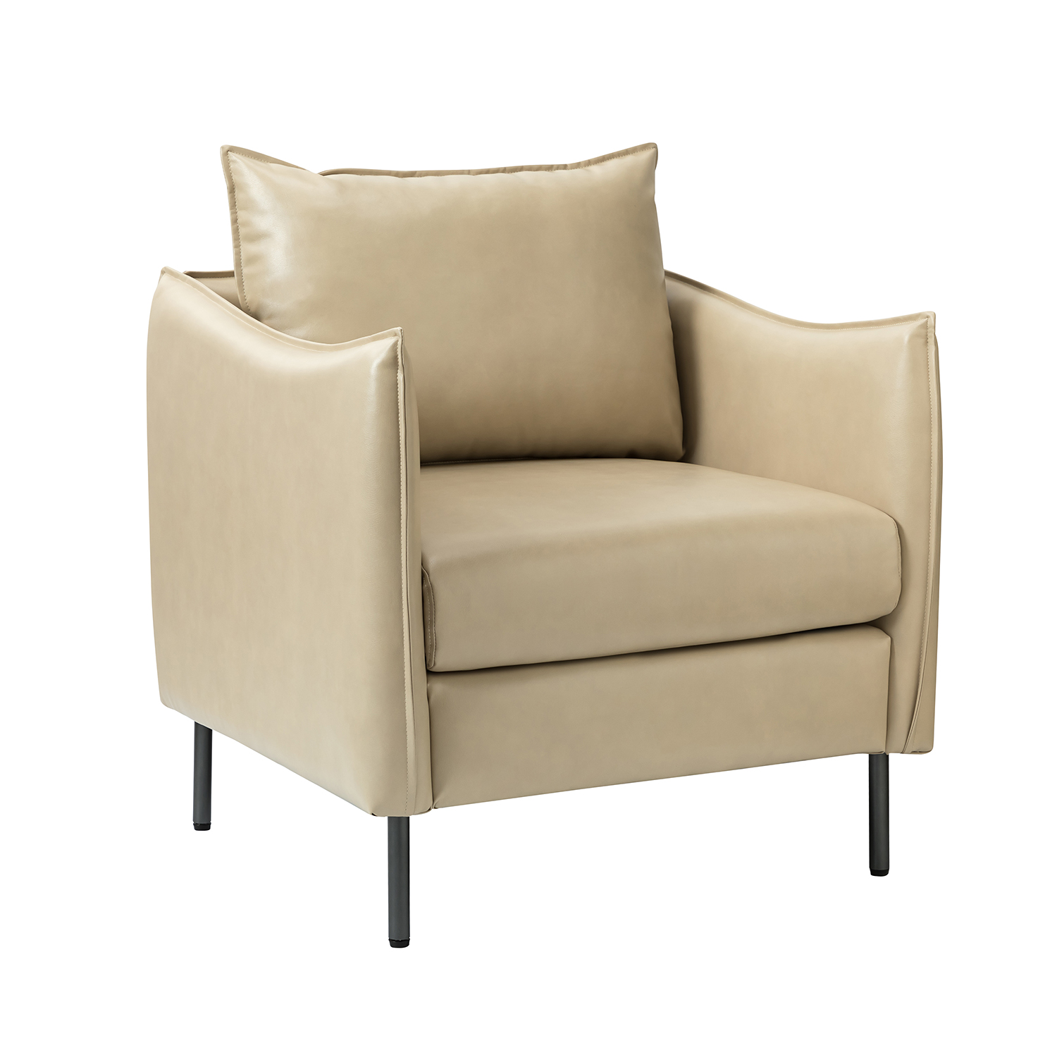 Georges Beige Vegan Leather Modern Armchair 2 Georges Beige Vegan Leather Modern Armchair - Image 2
