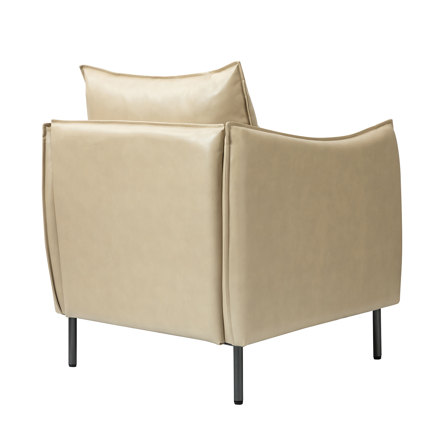 Georges Beige Vegan Leather Modern Armchair 3 Georges Beige Vegan Leather Modern Armchair - Image 3