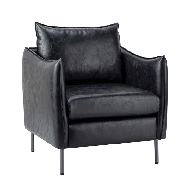 Georges Black Vegan Leather Modern Armchair 1