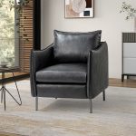 Georges Black Vegan Leather Modern Armchair 6 Georges Black Vegan Leather Modern Armchair