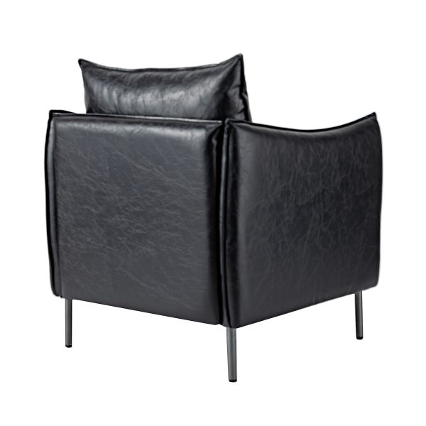 Georges Black Vegan Leather Modern Armchair 2