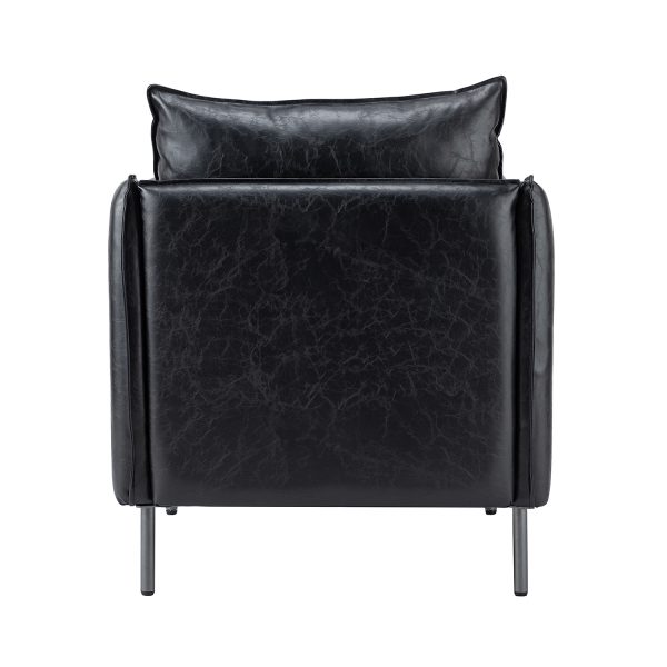 Georges Black Vegan Leather Modern Armchair 3