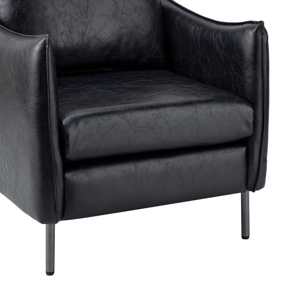 Georges Black Vegan Leather Modern Armchair 4