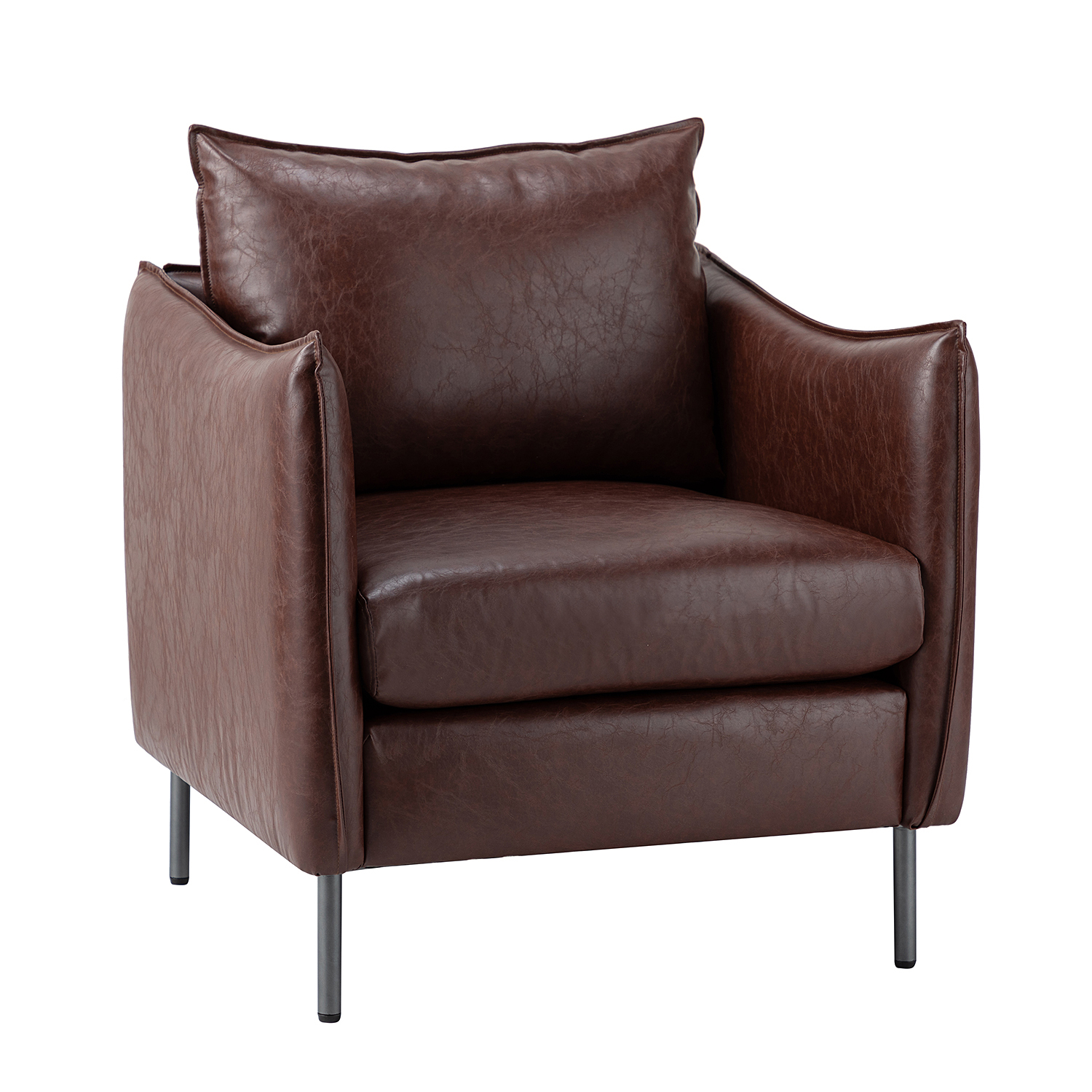 Georges Brown Vegan Leather Modern Armchair 2 Georges Brown Vegan Leather Modern Armchair - Image 2