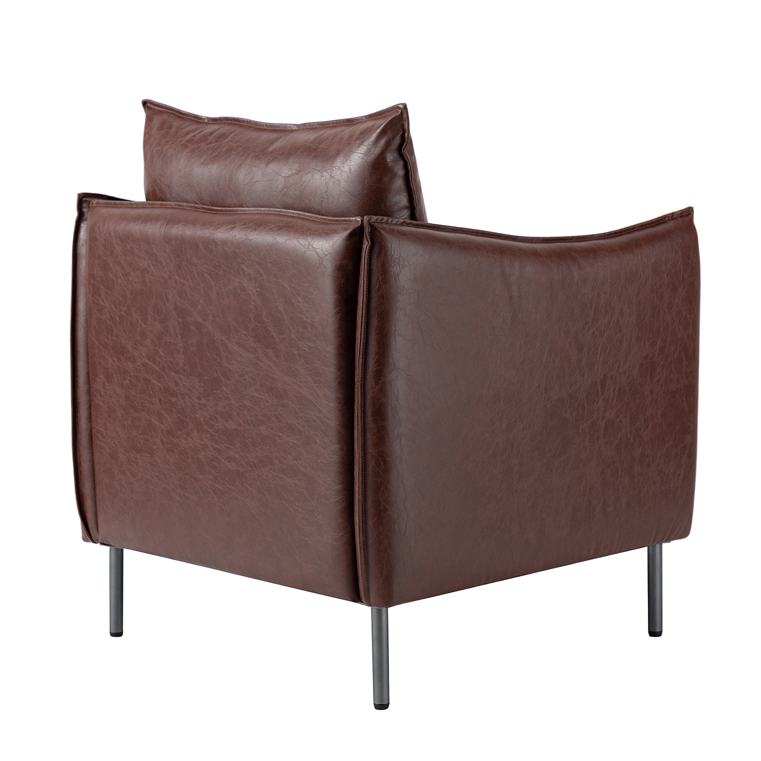 Georges Brown Vegan Leather Modern Armchair 3 Georges Brown Vegan Leather Modern Armchair - Image 3
