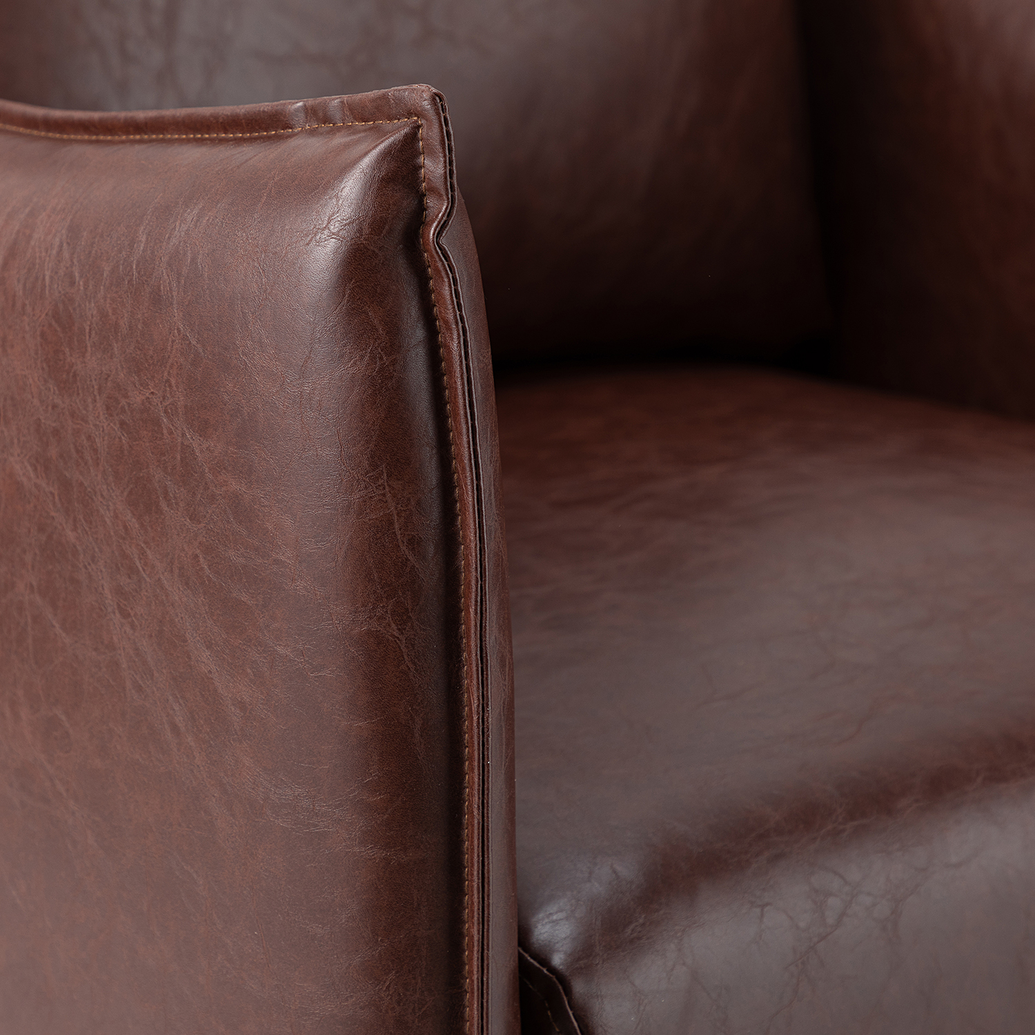 Georges Brown Vegan Leather Modern Armchair 5 Georges Brown Vegan Leather Modern Armchair - Image 5