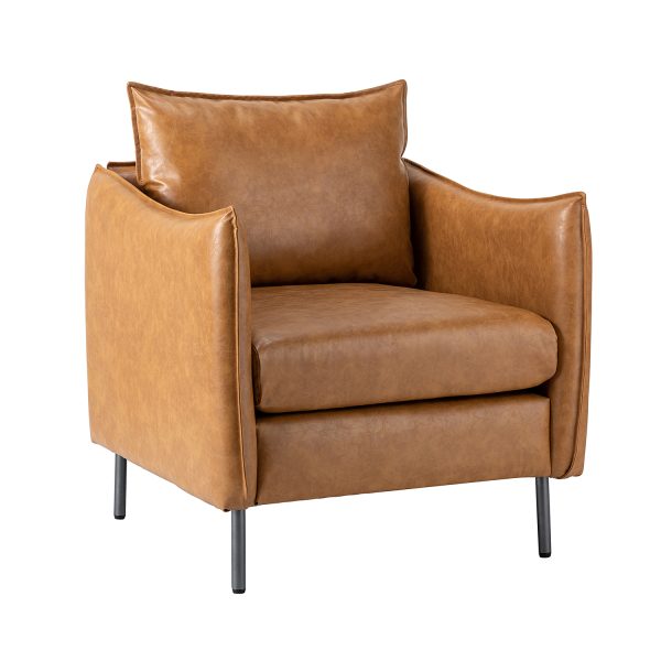 Georges Camel Vegan Leather Modern Armchair 1