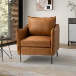 Georges Camel Vegan Leather Modern Armchair 6 Georges Camel Vegan Leather Modern Armchair