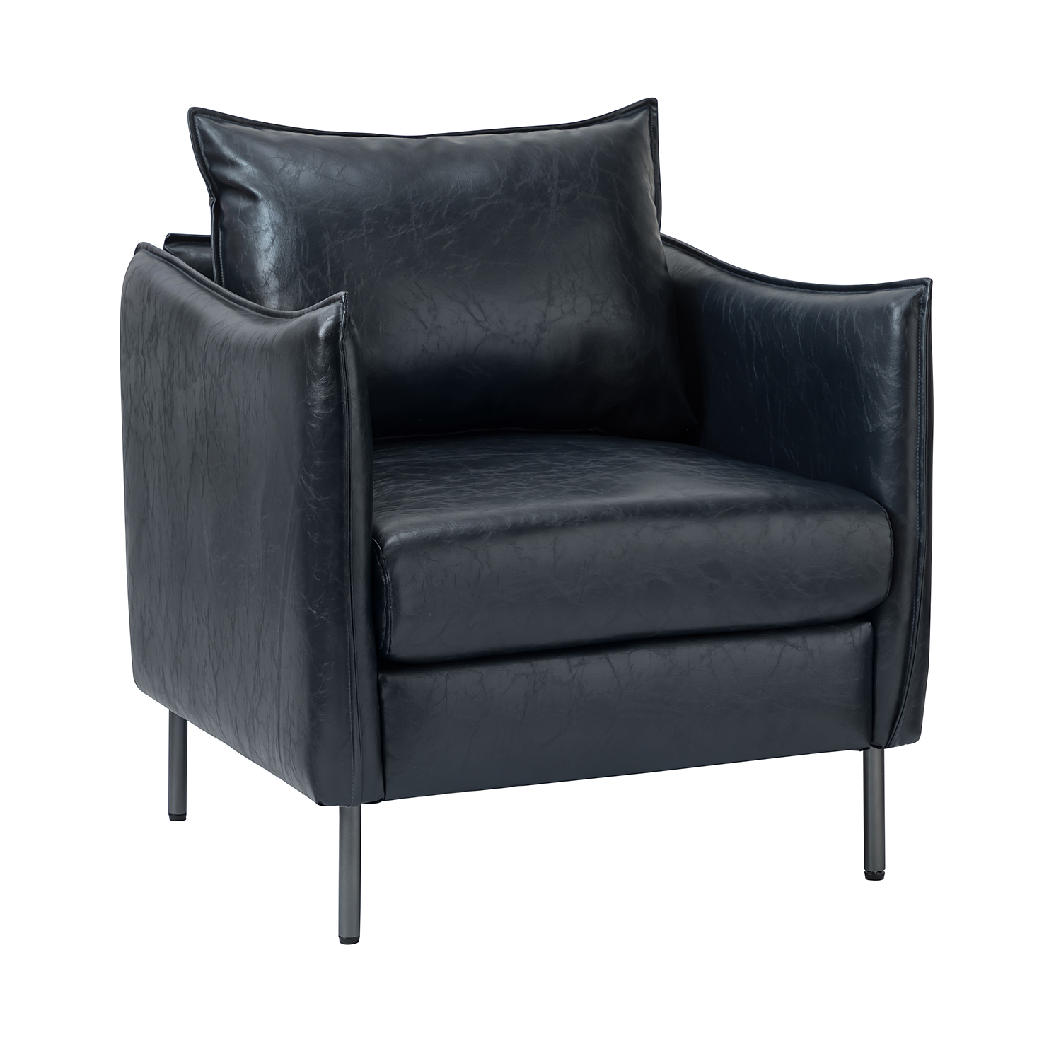 Georges Navy Vegan Leather Modern Armchair 2 Georges Navy Vegan Leather Modern Armchair - Image 2