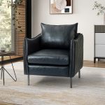 Georges Navy Vegan Leather Modern Armchair 6 Georges Navy Vegan Leather Modern Armchair