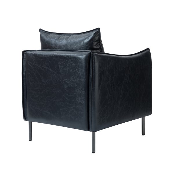 Georges Navy Vegan Leather Modern Armchair 2