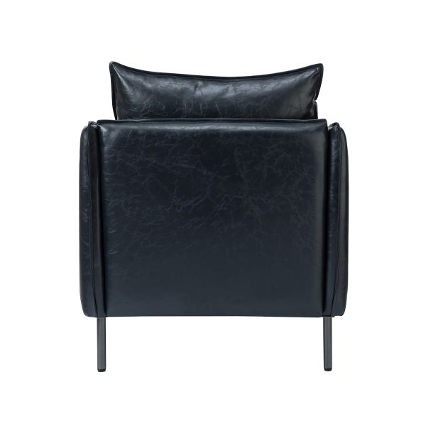 Georges Navy Vegan Leather Modern Armchair 3