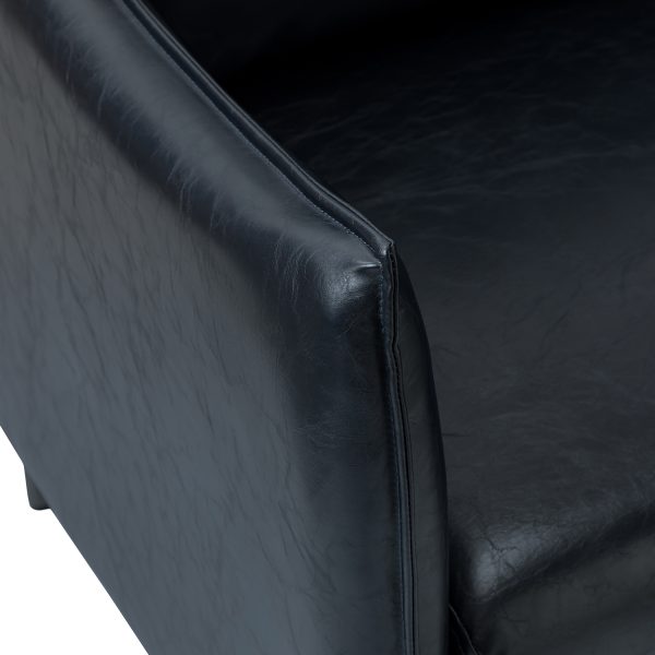 Georges Navy Vegan Leather Modern Armchair 4