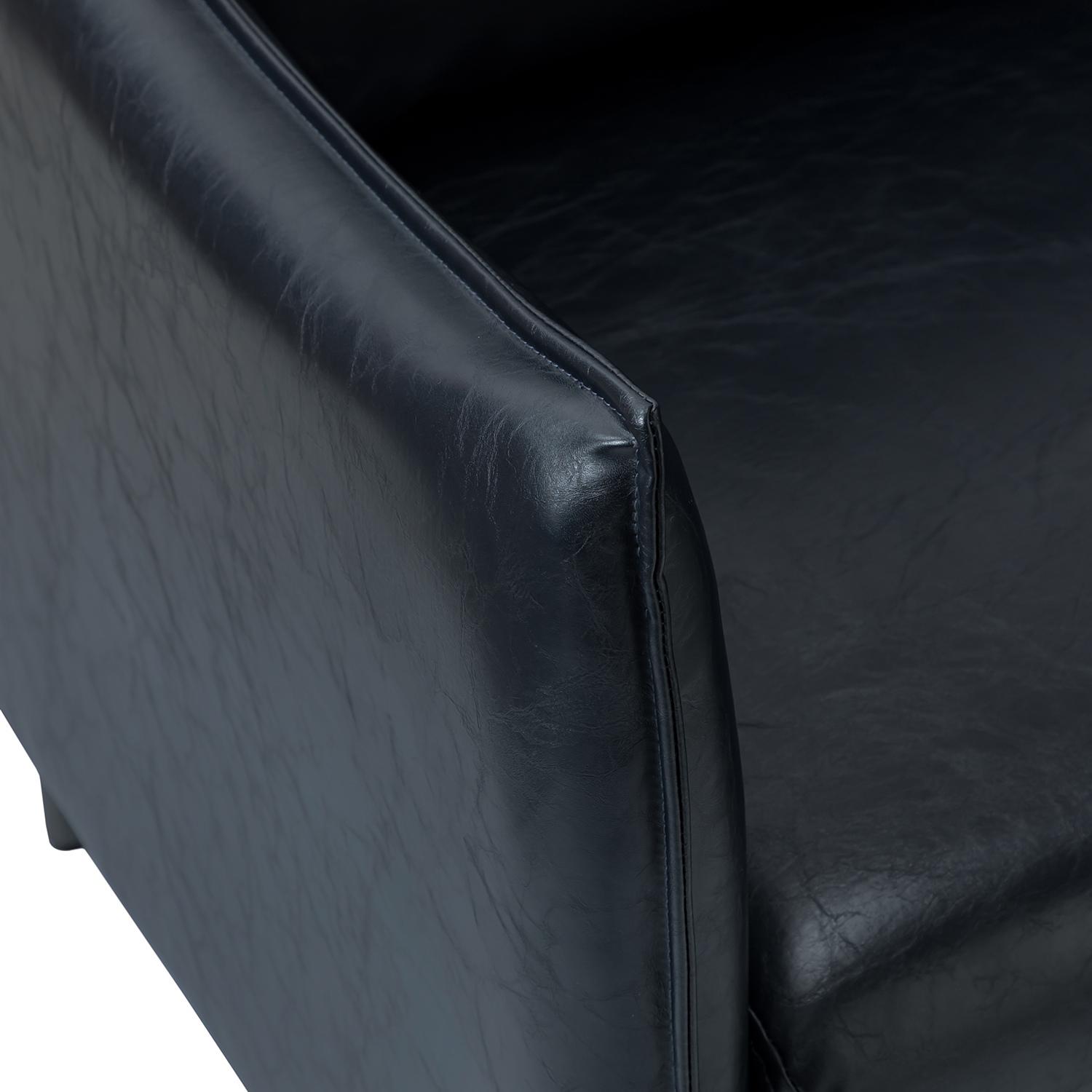 Georges Navy Vegan Leather Modern Armchair 5 Georges Navy Vegan Leather Modern Armchair - Image 5
