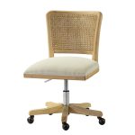 Georgia Beige Rattan Backrest Swivel Height Adjustable Office Chair 7 Georgia Beige Rattan Backrest Swivel Height Adjustable Office Chair