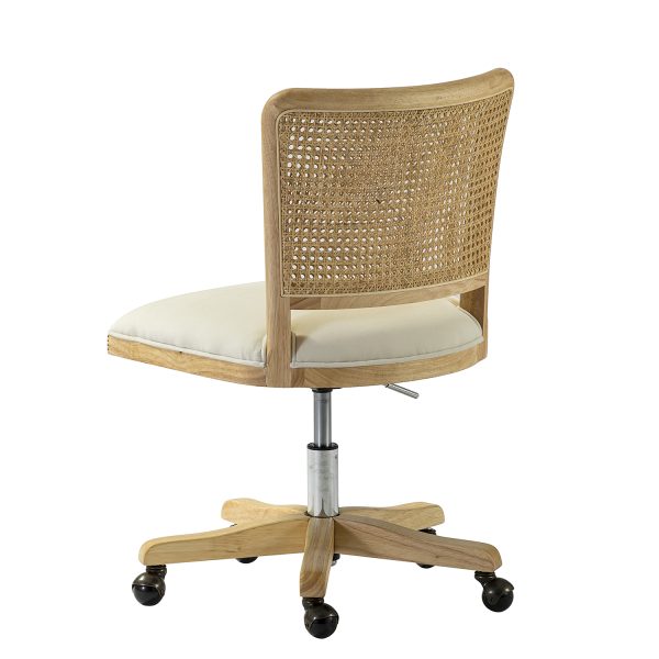 Georgia Beige Rattan Backrest Swivel Height Adjustable Office Chair 2