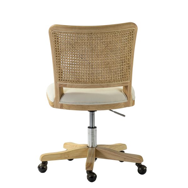 Georgia Beige Rattan Backrest Swivel Height Adjustable Office Chair 3