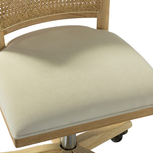 Georgia Beige Rattan Backrest Swivel Height Adjustable Office Chair 4