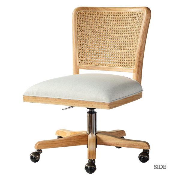 Georgia Linen Rattan Swivel Height Adjustable Office Chair