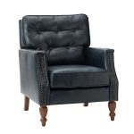 Gerald Navy Vegan Leather Tufted Accent Armchair