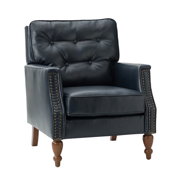 Gerald Navy Vegan Leather Tufted Accent Armchair 1