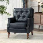 Gerald Navy Vegan Leather Tufted Accent Armchair