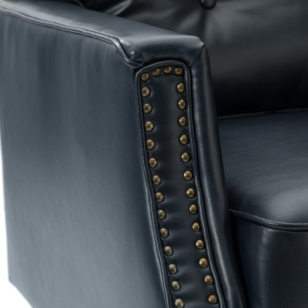 Gerald Navy Vegan Leather Tufted Accent Armchair 4