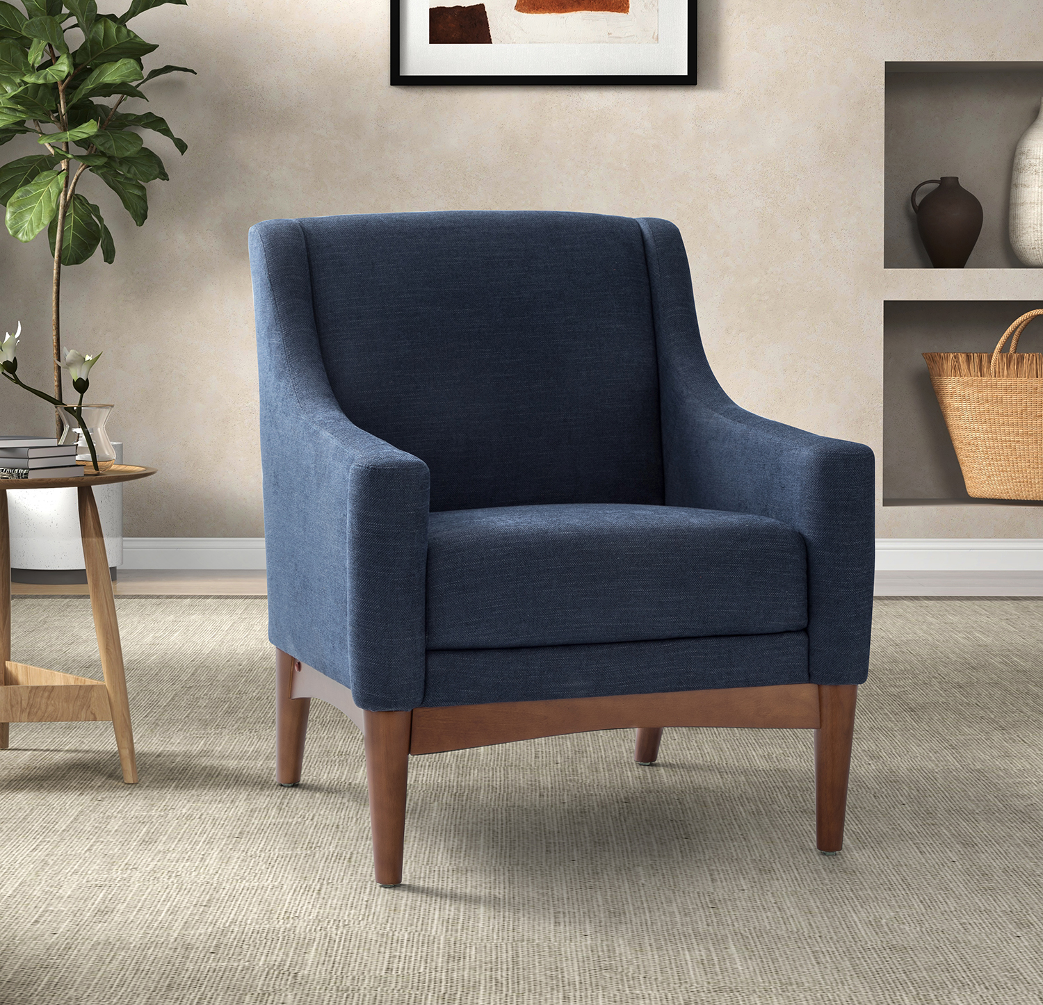 Gerard Navy Mid-Century Modern Ergonomic Armchair 1 Gerard Navy Mid-Century Modern Ergonomic Armchair
