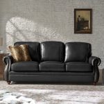Gerardo Black Genuine Leather Rolled Arm Nailhead Sofa 7 Gerardo Black Genuine Leather Rolled Arm Nailhead Sofa