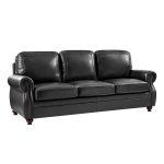 Gerardo Black Genuine Leather Rolled Arm Nailhead Sofa 6 Gerardo Black Genuine Leather Rolled Arm Nailhead Sofa