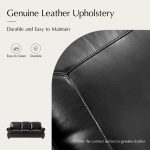 Gerardo Black Genuine Leather Rolled Arm Nailhead Sofa 8 Gerardo Black Genuine Leather Rolled Arm Nailhead Sofa