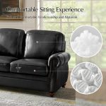 Gerardo Black Genuine Leather Rolled Arm Nailhead Sofa 9 Gerardo Black Genuine Leather Rolled Arm Nailhead Sofa