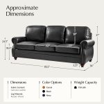 Gerardo Black Genuine Leather Rolled Arm Nailhead Sofa 10 Gerardo Black Genuine Leather Rolled Arm Nailhead Sofa