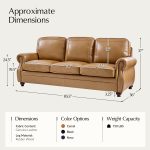 Gerardo Camel Leather Rolled Arm Nailhead Trim Sofa 10 Gerardo Camel Leather Rolled Arm Nailhead Trim Sofa