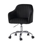 Gerhard Black Velvet Channel Tufted Ergonomic Swivel Office Chair 7 Gerhard Black Velvet Channel Tufted Ergonomic Swivel Office Chair