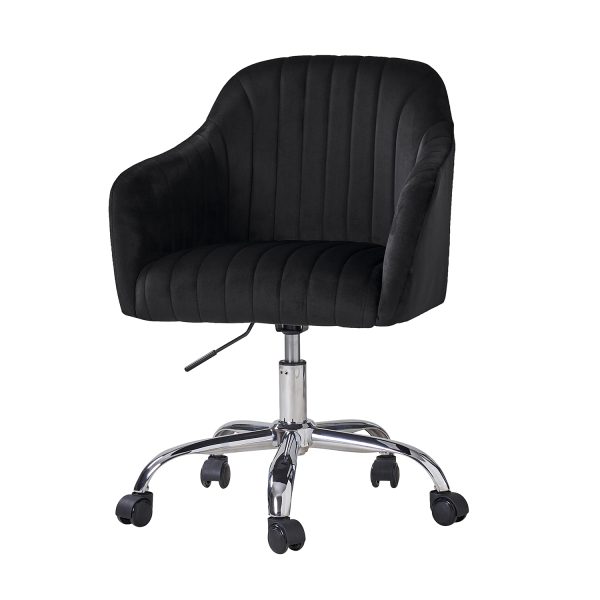 Gerhard Black Velvet Channel Tufted Ergonomic Swivel Office Chair 1
